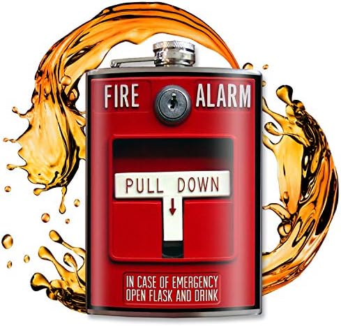 Alarme de incêndio 8 oz Frasco de quadril de aço inoxidável para licor - vem em uma caixa de presente - design à prova de vazamentos - fácil de limpar - 3,75 ”x 5,75” - por Trixie & Milo