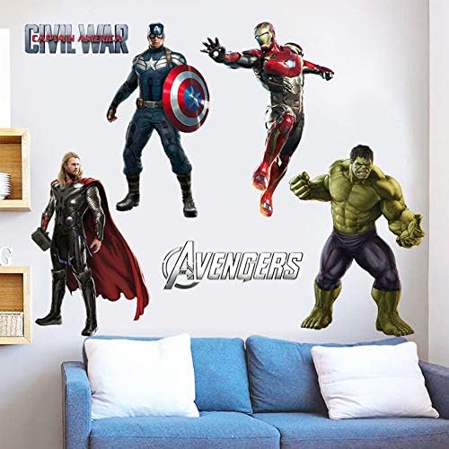 Adesivos de parede de super -heróis catcoq vingadores decalques de parede removíveis DIE decoração de adesivos para meninos quartos