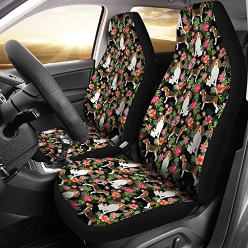 Capas de assento de carro com estampa floral de cachorro beagle