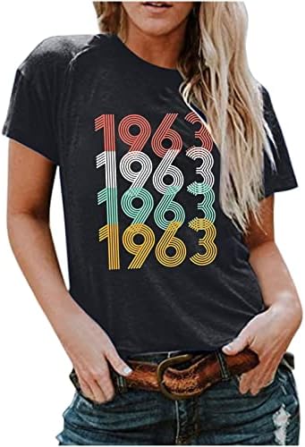 Presente de aniversário de 60º aniversário vintage 1963 homens mulheres 60 anos de camiseta de camiseta de camiseta impressão de verão de verão saindo camisas