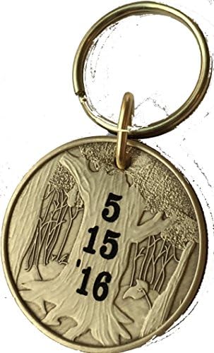O chaveiro de data de sobriedade gravado, personalizado neste dia, minha nova vida começou o medalhão