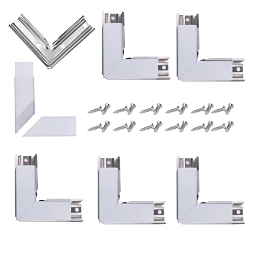 Muzata 6 pares Kit de conector de canto do canal LED Adaptador em forma de L e conectores de canto de 6pack para canal de alumínio em forma de U U1SW, 90 graus LCC1 WW C1, LA1 LC1