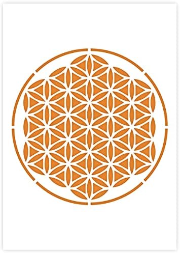 QBIX Mandala Stencil - A5 Mandala Stencil para móveis, paredes, pisos - Mandalas para decoração de casa DIY - Mandala estêncil para