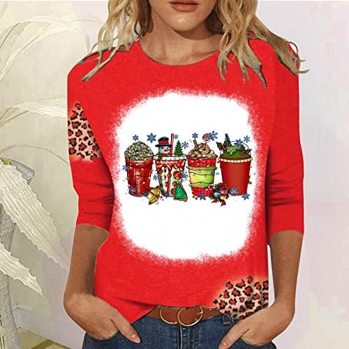 Sweater Feia de Natal para Mulheres Ano Novo 2023 Funnamente Crewneck Sweweweatshirts 3/4 Camisetas de Camisetas