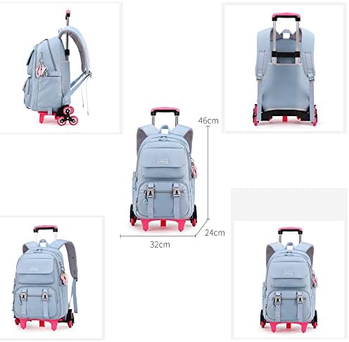 Livro de bagagem de mochila zhanao rolando com rodas Backpack de rodas de rodas para garotas e garotos bolsa de carrinho