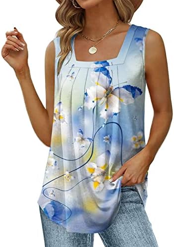 Lcepcy Women's Crewneck Summer Summer Fin Smocked Tunic Soft Soft Fitting Mangeless impresso Tunic Top Top