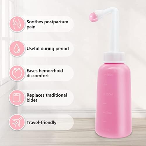 ShowVigor Peri Bottle for pós -parto, 12 oz de garrafas peri, 350 ml de lâmpada de enema kit anal anal pós -parto essencial Bidel garrafa perineal para mulheres Cuidado feminino rosa