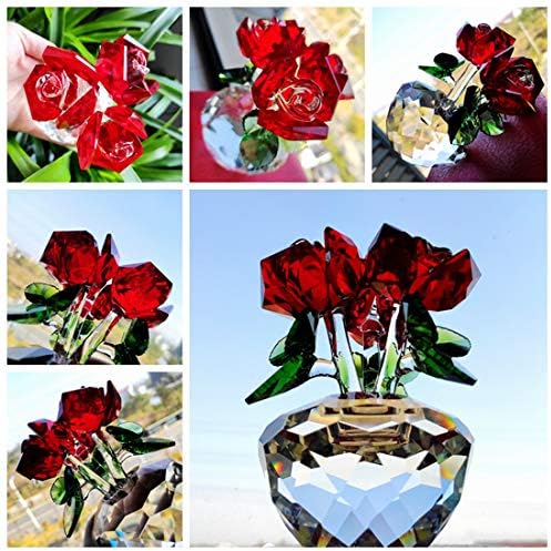 Flores de rosa cristalina Figuras Tabela de flores de vidro Decoração decorativa Centro de papel Coleta de papel decoração