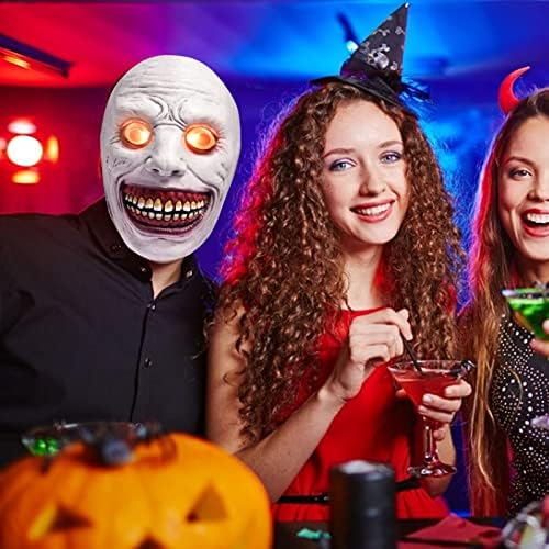 Qmisify halloween tampas de rosto brilhante, sorrindo jejum halloween tampa do rosto | Cosplay Evil Cosplay Scary Halloween