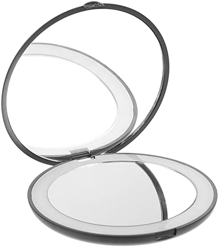 Espelho de maquiagem iluminado Led espelho compacto espelho cosmético espelho de mão dupla lateral pequena espelho de bolso dobrável