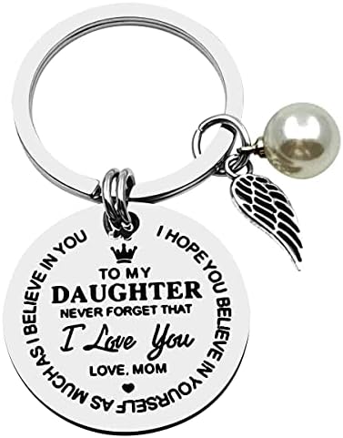 Para minha filha Keychain de Mom, Cadeia de chave de presente inspiradora para ela, mulheres, garotas que os keyring