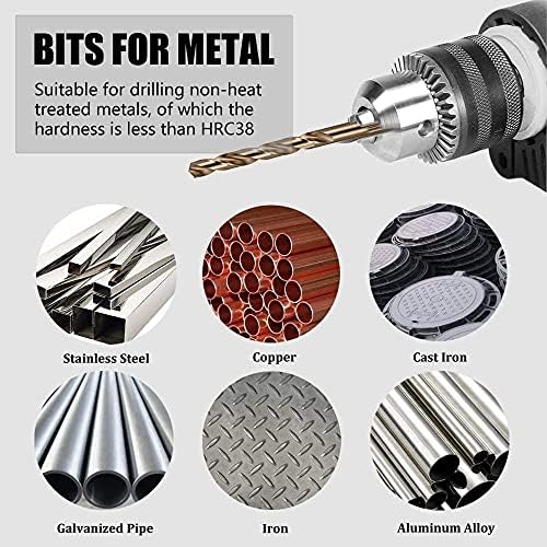 WDBBY 51 PCS SLATH SHANK TWIST Drill Bit Set com acessórios de ferramentas elétricas de caixa de metal para madeira de aço inoxidável