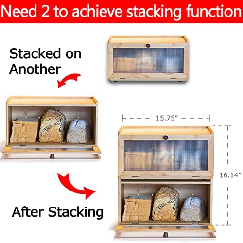 Caixa de pão de bambu Etmi para cozinha de contêiner de contêineres de armazenamento de pão de pão com cota de pão com