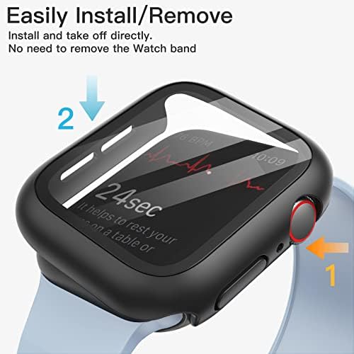 Jetch Case With Screen Protector Compatível com Apple Watch SE /Série 6 5 4 44mm, cobertura protetora geral, filme de vidro