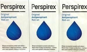 Três pacotes de Antiperspirante Roll-On de Perspirex