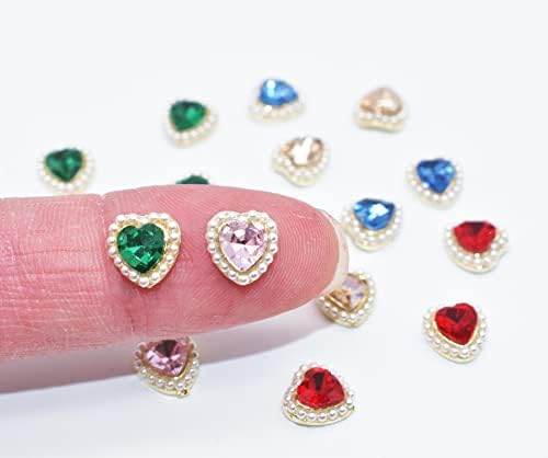 Lifoost 20pcs 3d Coração de unhas com unhas com strass grandes de unhas para acrílico unhas jóias de unhas para unhas de unhas