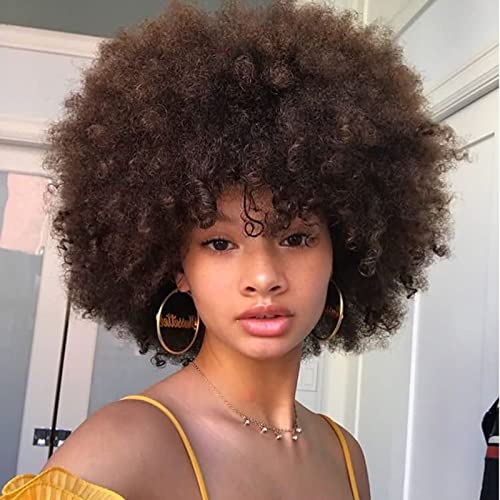 Peruca afro -bobo para mulheres negras, perucas afro marrom claro 70
