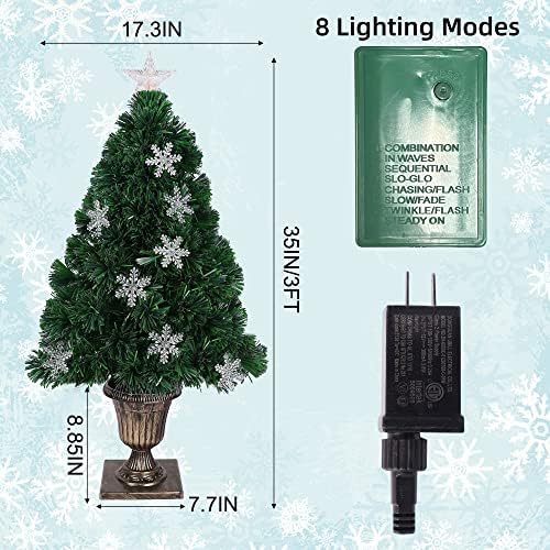Juegoal 3 pés pré-iluminada árvore de Natal artificial, árvore de entrada de fibra óptica iluminada em base de urna de ouro