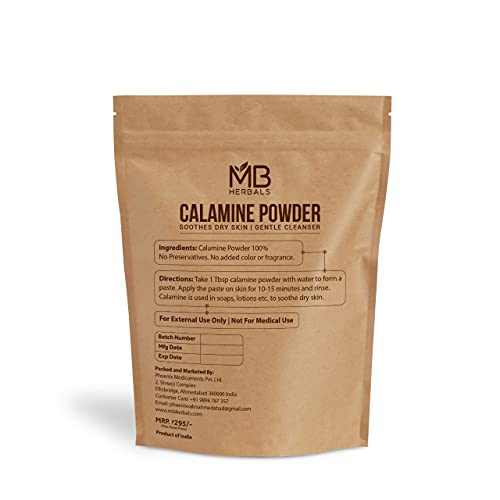 MB Herbals Calamina em pó 7 oz | Calamina em pó para fabricação de sabão e pacote de rosto suave para a pele seca | Sem fragrância