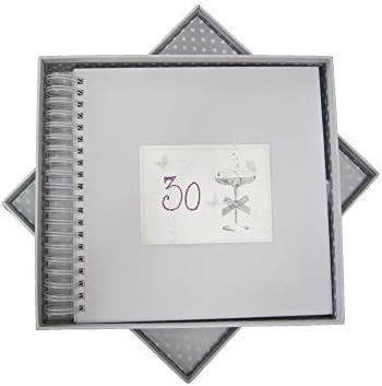 Cartões de algodão branco 30º aniversário, cartão e livro de memória, cupê de vidro, madeira, 27x30x4 cm