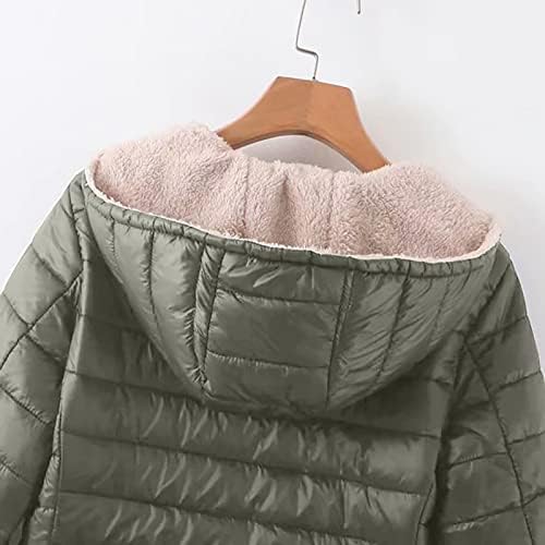 Jackets de mangas compridas Ladies Winter Cotton Ancelador túnica com capuz de cor sólida y2k aconchegante com bolsos