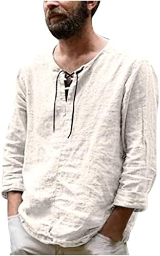2022 Novas camisas para a moda masculina linho de algodão retro de cor sólida com manga longa de mangas compridas blusas