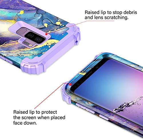 Rancase para o caso Galaxy S9 Plus, proteção de plástico rígido de trutas pesadas em três camadas +pára -choque