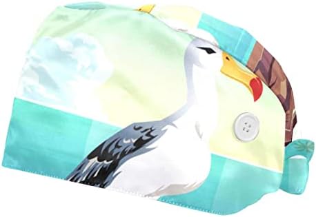 2 pacotes de tampa de trabalho com fita de suor de botão, hat albatros pássaro ajustável