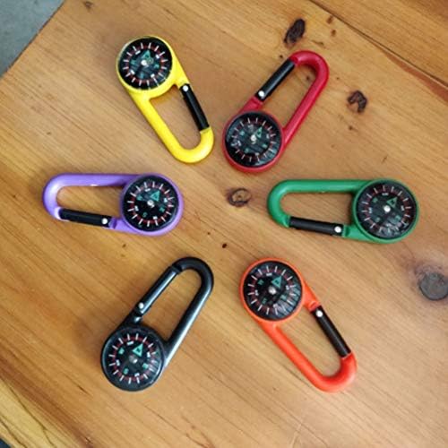 NUOBESTION 6PCS Compass keychains coloridos coloridos bússolas metal fivela chave clipes de correia de correia bússola de bolso para acampamento ao ar livre brinquedos