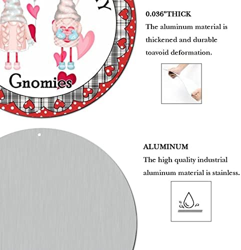 Metal redondo dia dos namorados da coroa de grinaldas sinais de gnomies Vermelho Coração de verificação de lata Tata