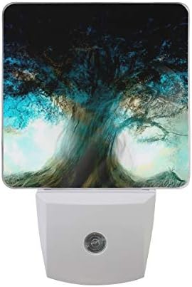 2 plug-in plug-in LED Night Lights com Dark Fantasy Art Nights With Dusk to Dawn Sensor Luz branca perfeita para cozinha e corredor do banheiro Conjunto 2