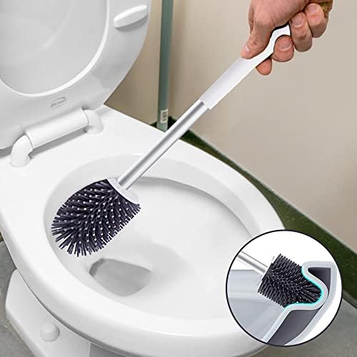 Brush e suporte do vaso sanitário BoomJoy, Silicone Curtles Bathrow Limping Tiging Brush Kit com pinças