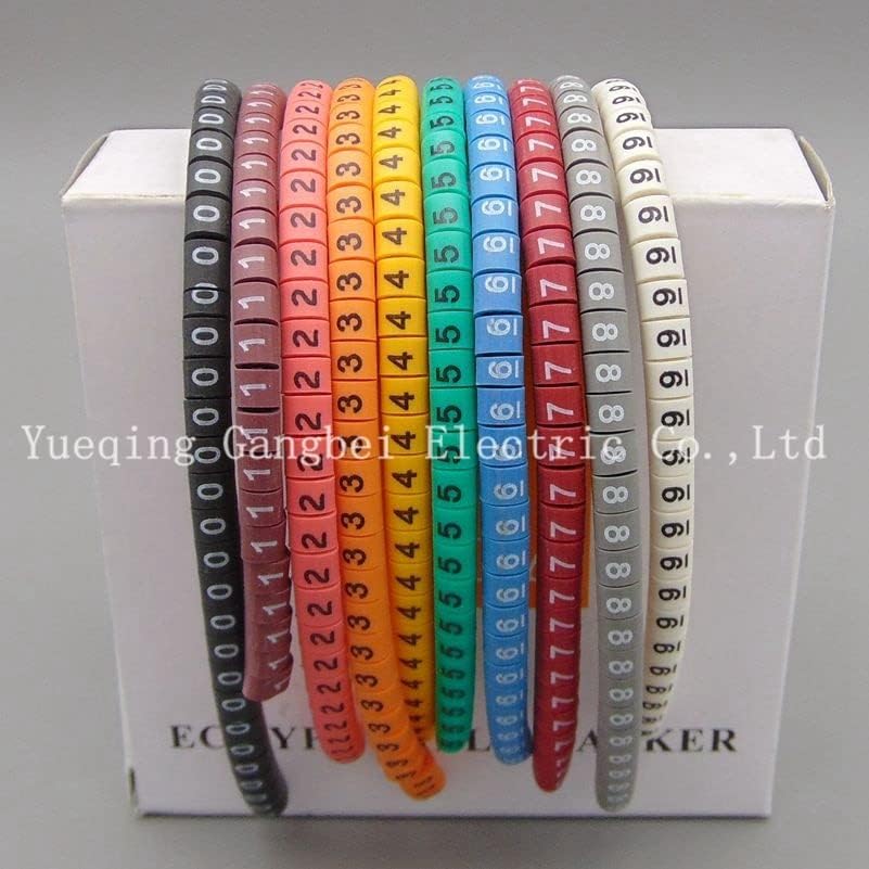 Número de cores Tubo EC-1 de 2,5 mm Marcadores de fio letra 0 a 9 x 500