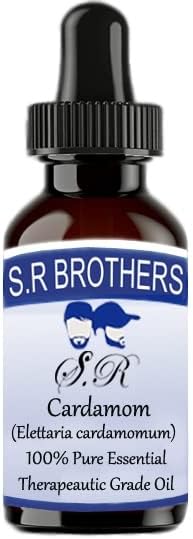 S.R Brothers Cardamomo puro e natural de grau de grau essencial de grau essencial com conta -gotas 15ml