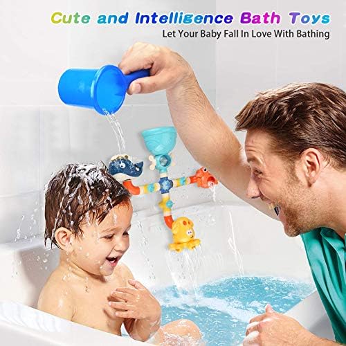 Brinquedos de banho para crianças 2 3 4 5 anos crianças meninos e meninas, brinquedo de banheira para 4-8 tubos de brinquedos de água do banho com caixa de água com presente de aniversário