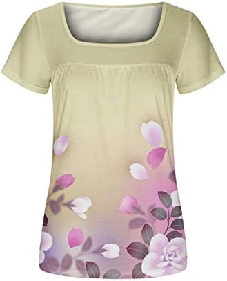 Manga curta 2023 Deep V Scoop Cotton Cotton Floral Graphic Fit Fit Relaxed Fit Lounge Top Tshirt For Girls Tir