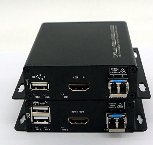 Transwan 4K HDMI Over Fiber Extender com portas USB de teclado e mouse a 10 quilômetros com 10 Gbps SFP, MAX 4096 x 2160@30p e sinal não compactado, conformidade com HDCP