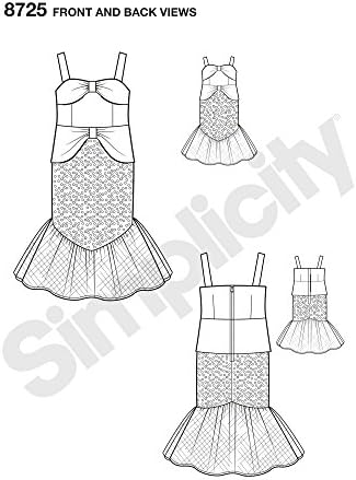 Simplicidade 8725 Princesa Disney Ariel Halloween Costura do padrão de costura, para tamanhos de meninas e bonecas 3-8
