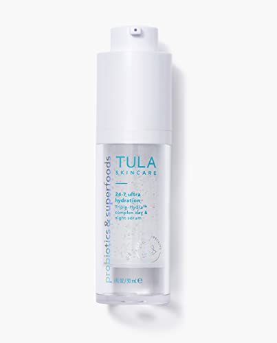 Tula Skin Care 24-7 Ultra Hydration Triple-hydra ™ complexo dia e noite soro | Soro facial leve e duplo, hidrata profundamente a aparência da pele | 1 fl. Oz.