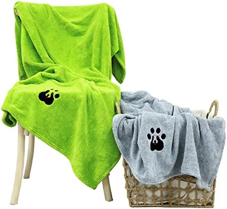 Dogvingpk toalhas de cachorro extras grandes para secar cães - pacote de 2 - Super absorvente Microfiber Bath Bathing Toalha