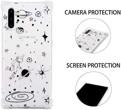 Caso Fatream para Galaxy Note 10 Plus, com cantos reforçados TPU Space Space Space Desenho de desenho animado Capa