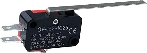 Interruptor limite 10pcs Longa alavanca de dobradiça reta SPDT Micro limite interruptor V-153-1C25