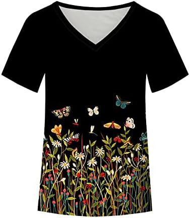 Camiseta da blusa para meninas verão outono de manga curta roupas confortáveis ​​algodão v pesco