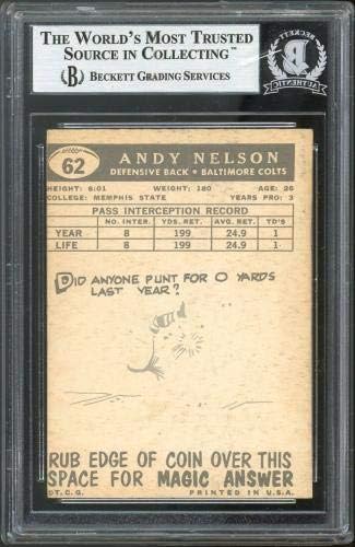 Colts Andy Nelson assinou 1959 Topps 62 Cartão Bas Slabbed - Cartões de novato em futebol