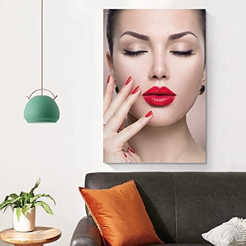 Salão de beleza salão de beleza Red Lips Lips Woman Flower Poster Poster Poster Poster Cartazes Impressões Impressões Para o quarto