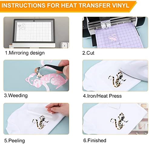 ARHIKY HTV Transferência de calor Vinil Pacote: 70 Pack-Includes 68 Pack Sorted Colors Sheets e 2 folhas Teflon, Ferro em vinil
