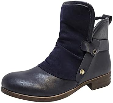 Mulheres botas planas couro vintage inverno botas com renda para cima Up Up Wedge Wedge Western Tornozelo Botas Valors Sapatos