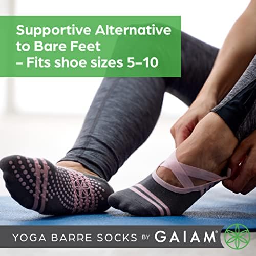 Gaiam Yoga Barre Socks - Acessórios não deslizantes do dedo do pé pegajoso para mulheres e homens