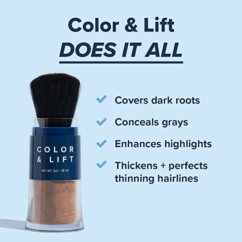 Cor e elevação com espessamento em pó - disponível em 8 cores de cabelo - cobertura de raiz - escova de cabelo temporário para colorir que refresca o cabelo