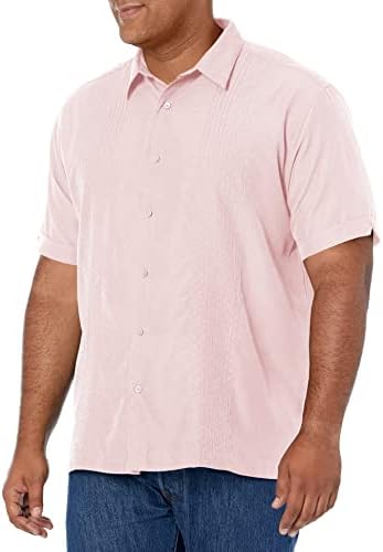 Painel listrado de Cubavera Men Dobby Short Slave Button-Down